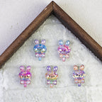 Glitter Bunny Lollipop Resin Beads 28mm Iridescent 10pcs