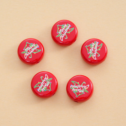 Baking Painted Flat Acrylic Beads 18mm Christmas Series 10pcs 7