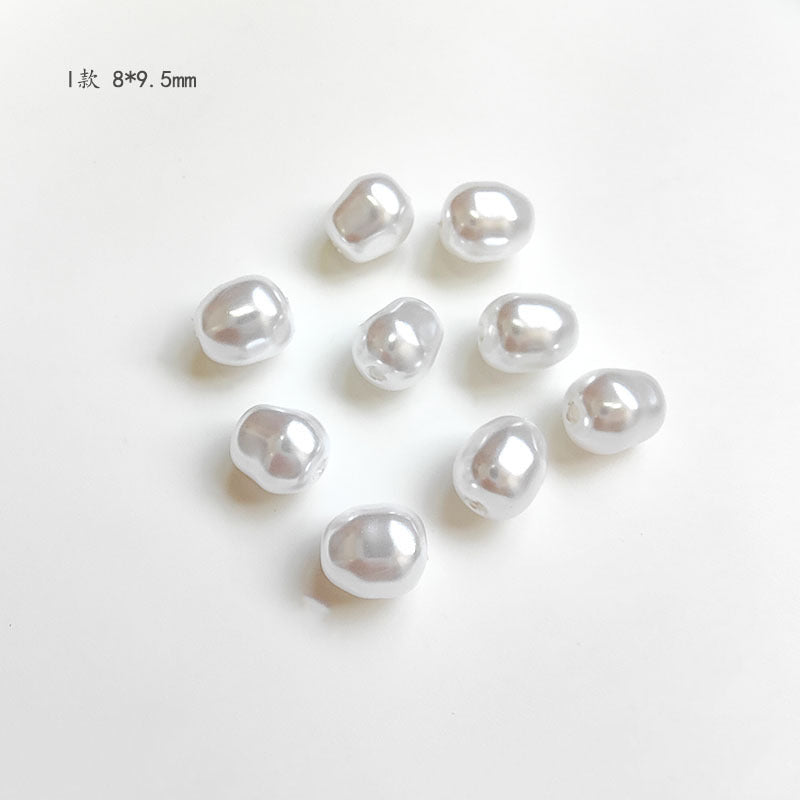 Vintage Shaped Imitation Pearl Acrylic Beads Soft White Luster 10pcs 13