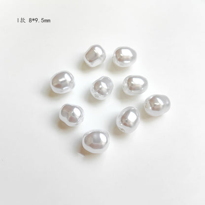Vintage Shaped Imitation Pearl Acrylic Beads Soft White Luster 10pcs 13
