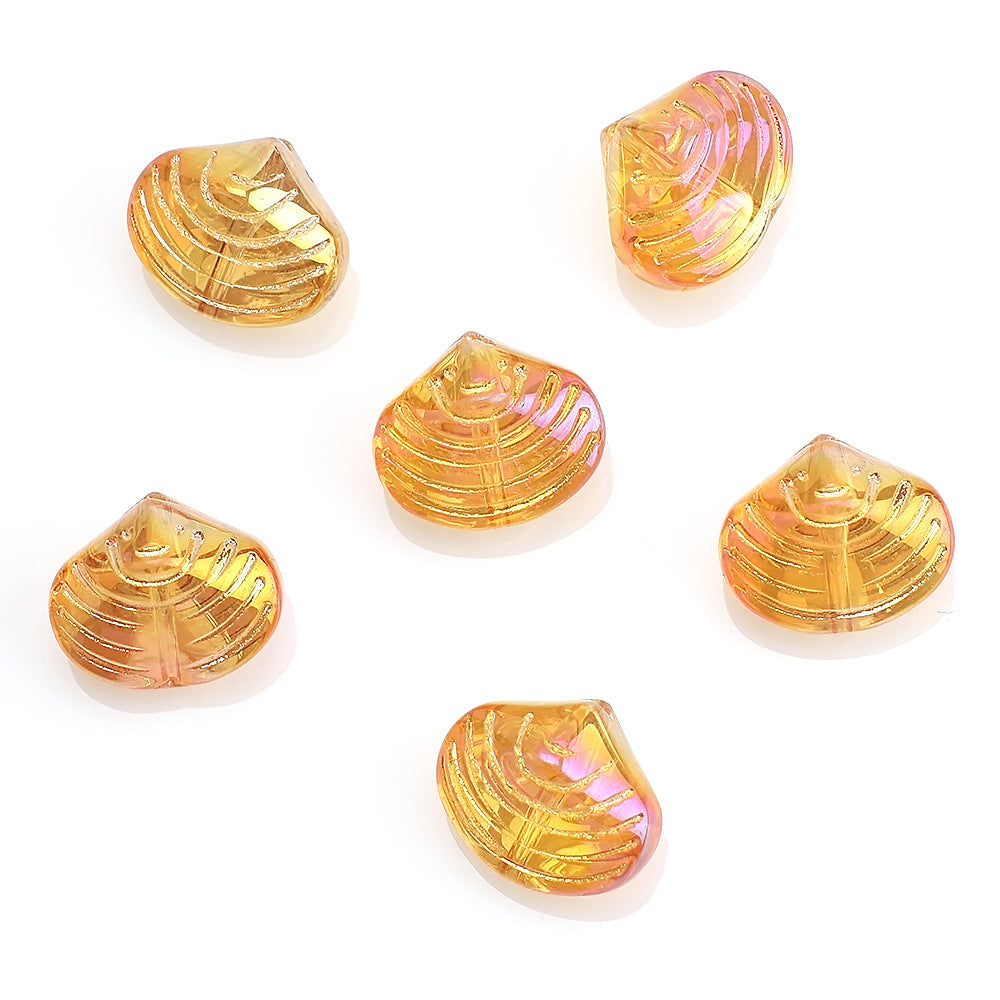 Electroplated Spiral Shell Glass Beads 14mm Iridescent Colors 30pcs 10