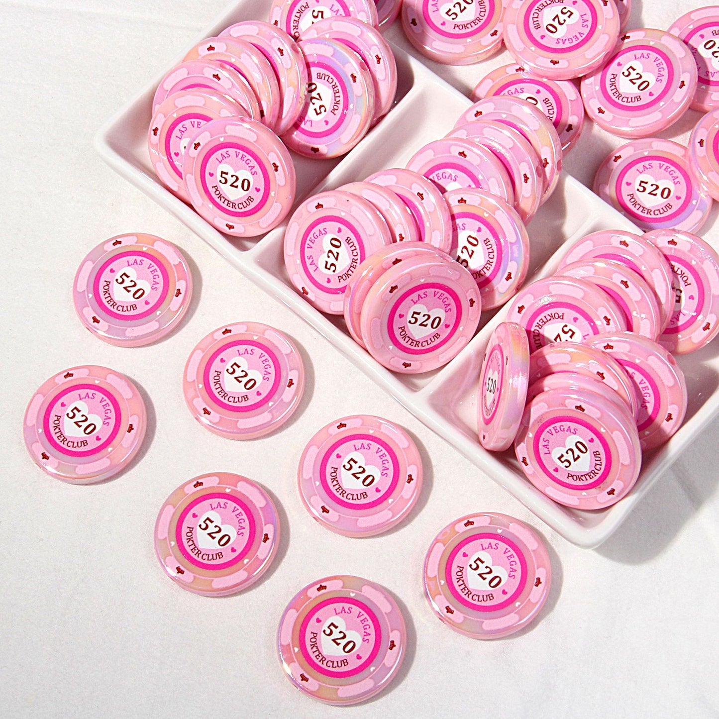Chip Card Flat Acrylic Beads 32mm Colorful Printed 10pcs 9