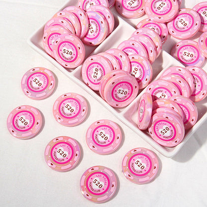 Chip Card Flat Acrylic Beads 32mm Colorful Printed 10pcs 9