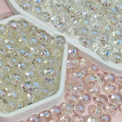 Transparent Round Glass Beads 10mm Cartoon Character Printing 100pcs 7
