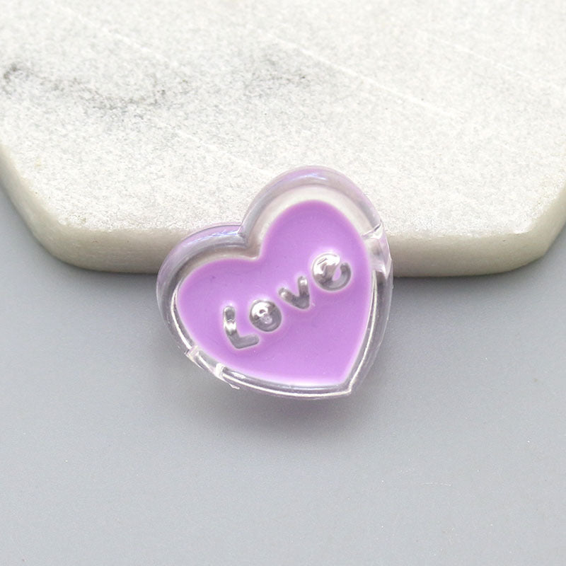 Transparent Love Heart Acrylic Beads 24mm Enamel Finish 20pcs 7