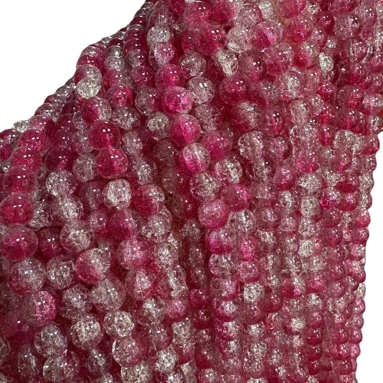 Crackle Round Glass Beads 10mm Dual Color Gradient Lavender Gold 10Strands 5