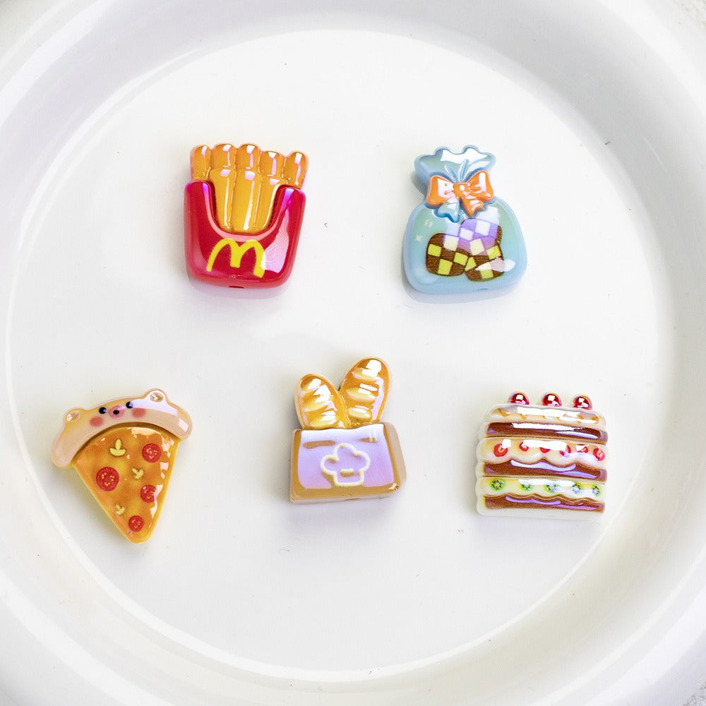 Glossy Fast Food Resin Beads Playful Miniature Set 10pcs 2