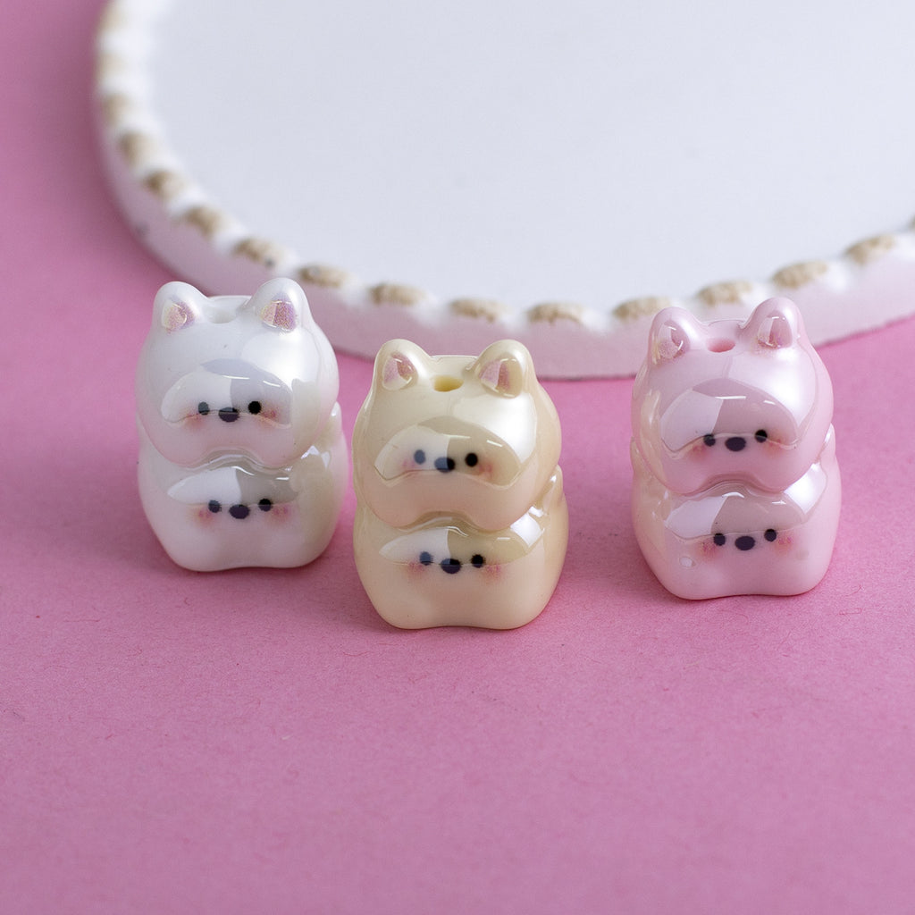 Plating Puppy Stack Resin Beads 24mm Glossy Pastel Colors 10pcs