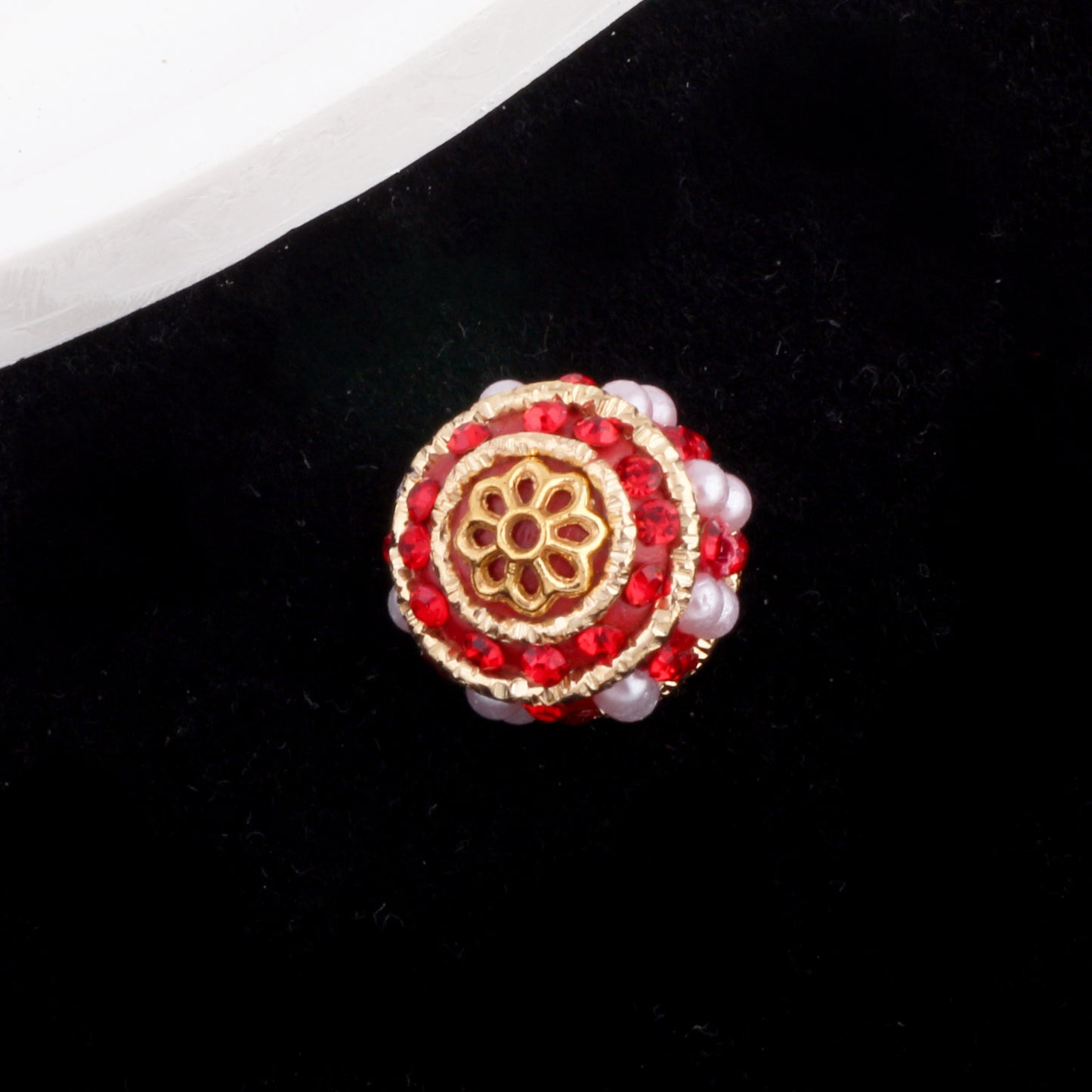 Vintage Nepal 15mm Rhinestone Beads Artificial Pearl Embedded 6pcs 8
