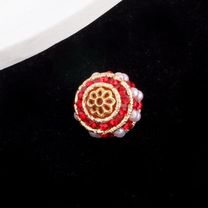 Vintage Nepal 15mm Rhinestone Beads Artificial Pearl Embedded 6pcs 8