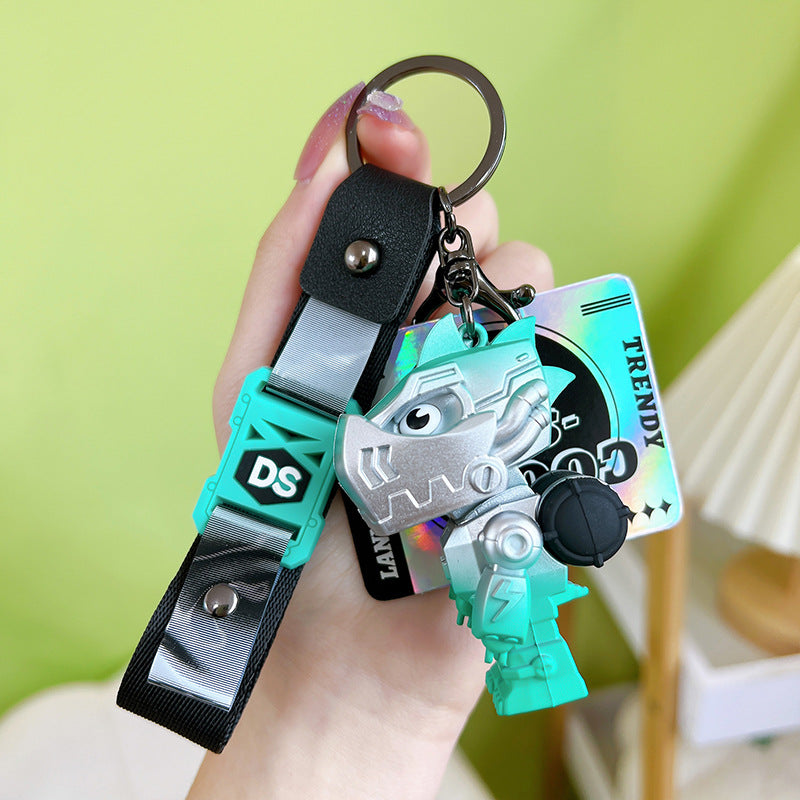 Heavy Metal Dinosaur Keychain PVC Robotic Futuristic Design 7