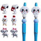 Silicone 3D Focal Beads Snoopy Shell Smiling Face Center 20Pcs