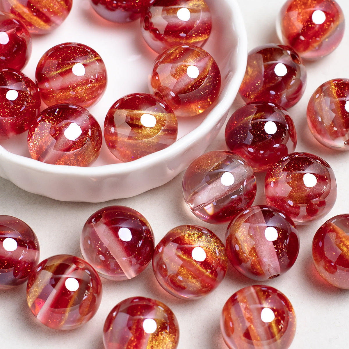 Glitter Cosmos Resin Beads 16mm Round Sparkle Mixed Colors 10pcs 8