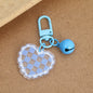 Acrylic Heart Keychain Vibrant Love Grid Checkerboard with Bell Charm 8