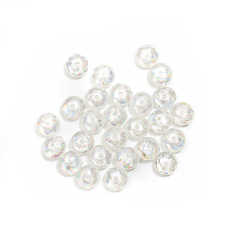 Acrylic Faceted Crackle Spacer Beads 10mm Transparent Plating 200pcs