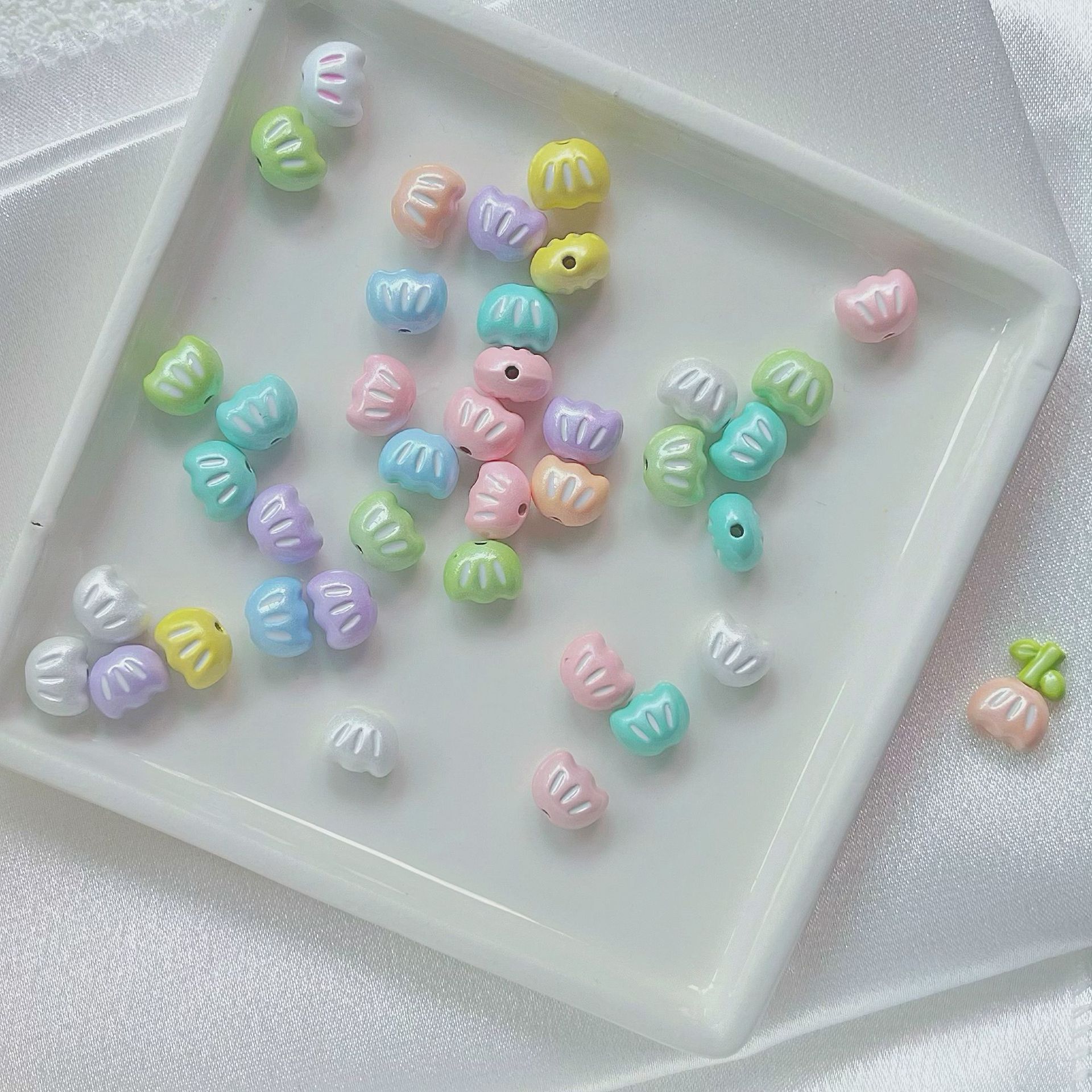 Tulip Metal Beads 3D Painted Pastel Colors 10pcs 5