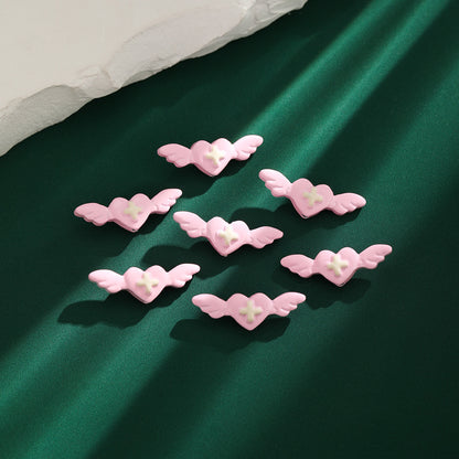 Angel Wing Metal Beads 25mm Colorful Baking Painted 10pcs 3