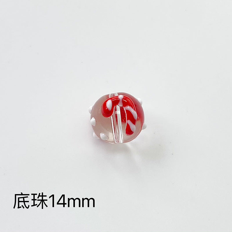 Hand Painted Christmas Enamel Glass Beads 12mm 14mm 1pc 30