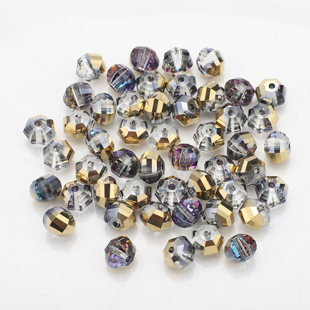 Faceted Glass Beads 8mm Watermelon Electroplated Iridescent 30pcs 6