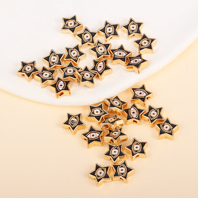 Irregular Shaped Metal Beads Double-Sided Enamel Evil Eye 20pcs 43