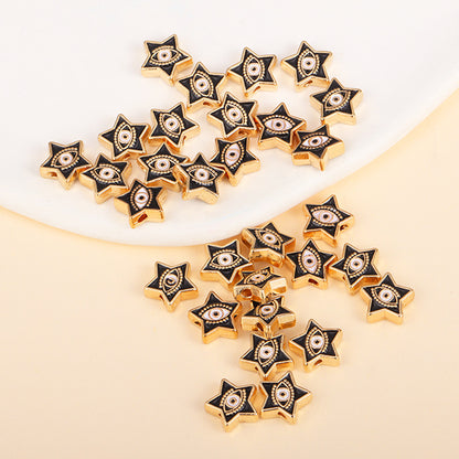 Irregular Shaped Metal Beads Double-Sided Enamel Evil Eye 20pcs 43