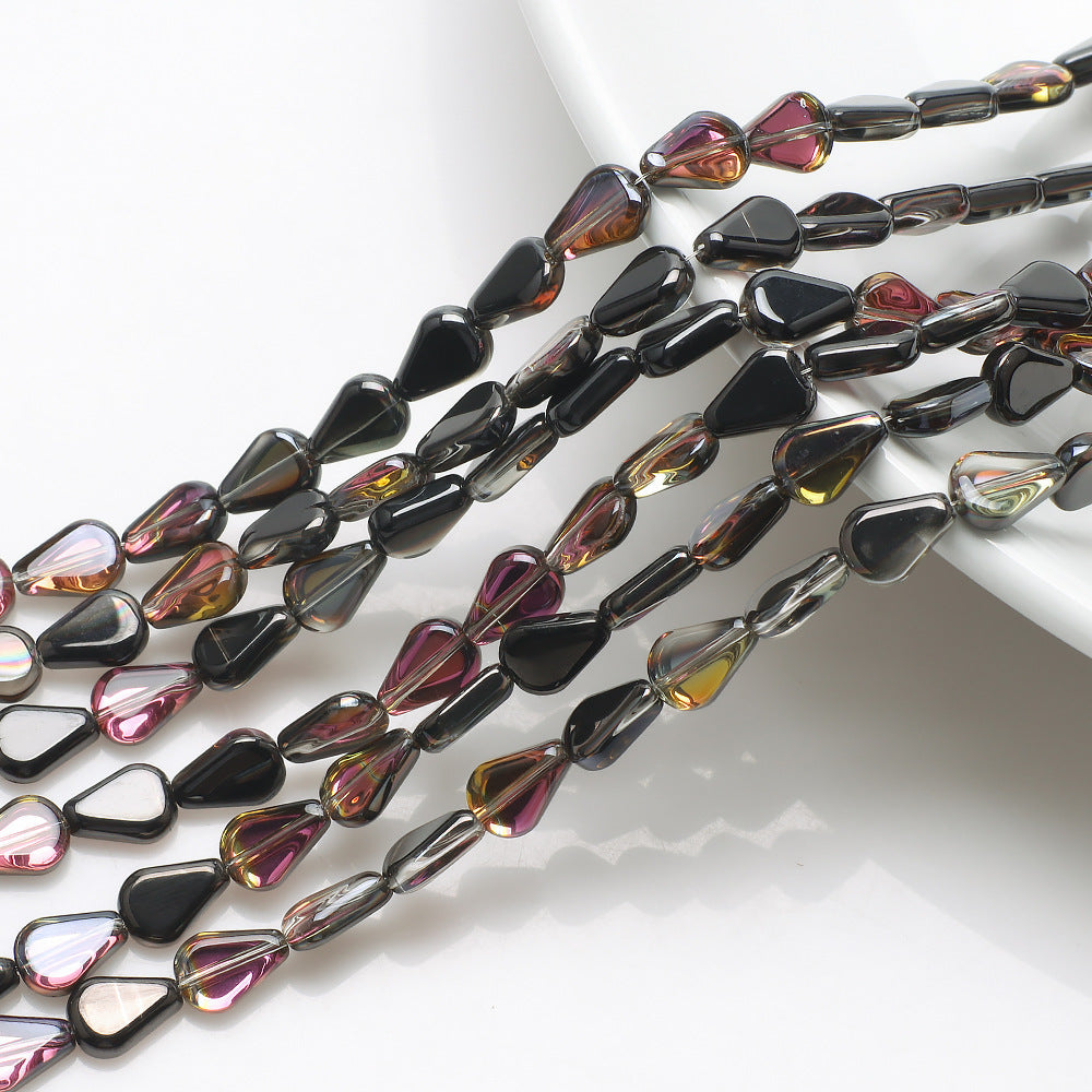 Electroplated Melon Seed Glass Beads 8mm 11mm Teardrop Iridescent 30pcs 16