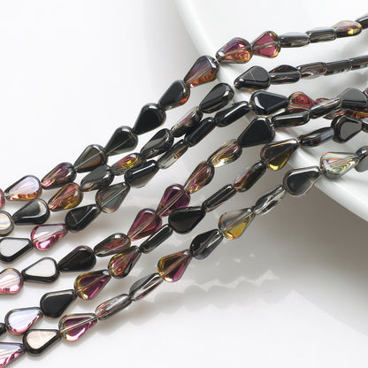 Electroplated Melon Seed Glass Beads 8mm 11mm Teardrop Iridescent 30pcs 16