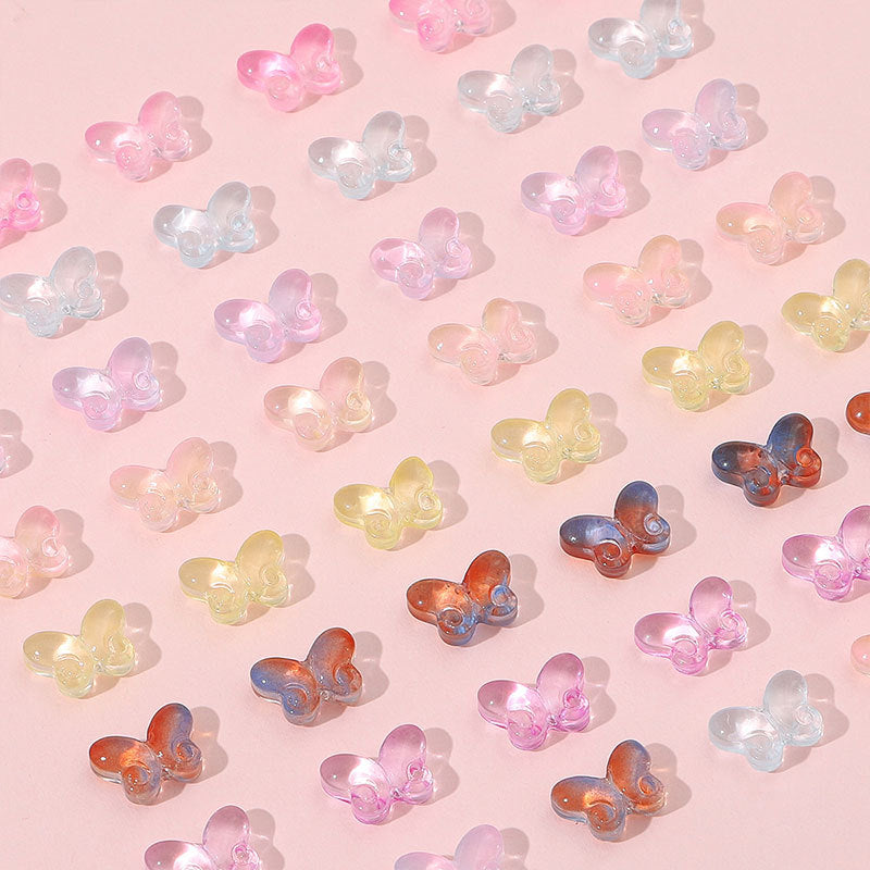 Transparent Butterfly Glass Beads 10x14mm Pastel Colors 20pcs 2