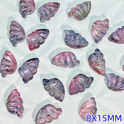 Iridescent Half Butterfly Wings Glass Beads 8x15mm 50pcs 13