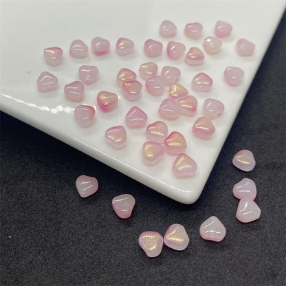 Czech Glass Beads Small Heart 6mm Peach Color 100pcs 3