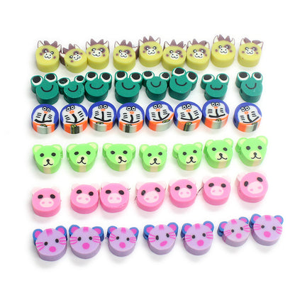 Animal Character Flat Clay Beads 10mm Colorful Mixed 1000pcs