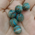 Gradient Resin Beads 16mm Round Dark Ocean Colors Glossy 20pcs 6