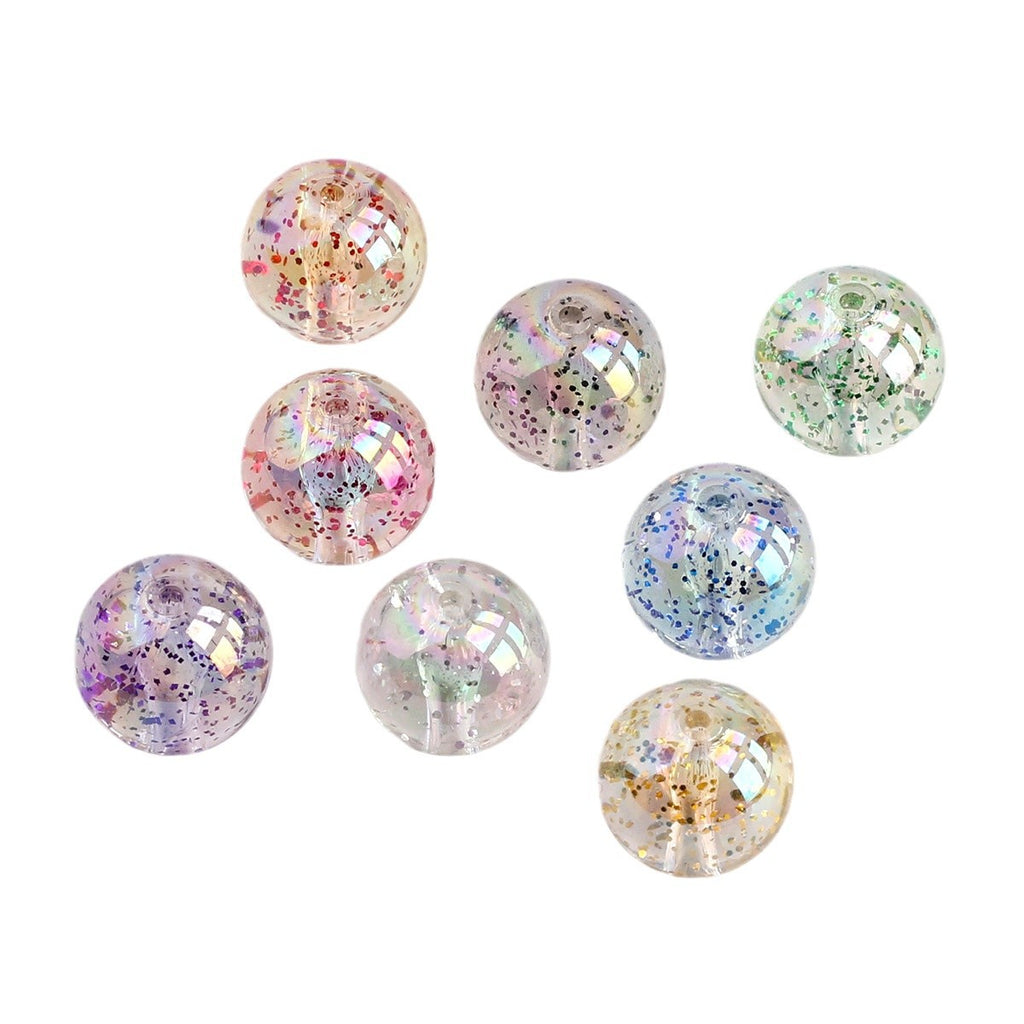 Plated Bubblegum Beads 18-20mm Transparent Mylar Flakes Filled 100g 5