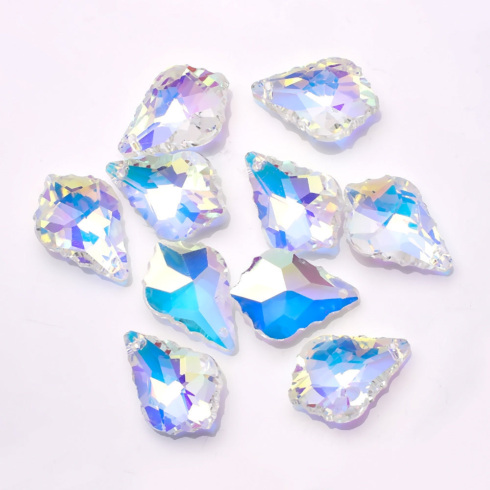 Electroplated Maple Leaf Glass Beads 11x16mm Double-Sided Single Hole 30pcs 7