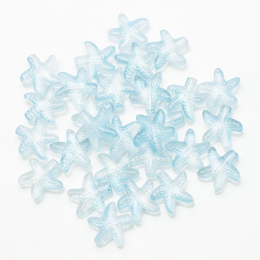 Electroplated Starfish Glass Beads 13-14mm Transparent 30pcs 30