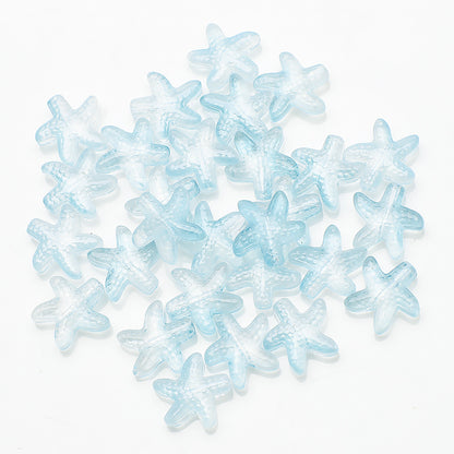 Electroplated Starfish Glass Beads 13-14mm Transparent 30pcs 30