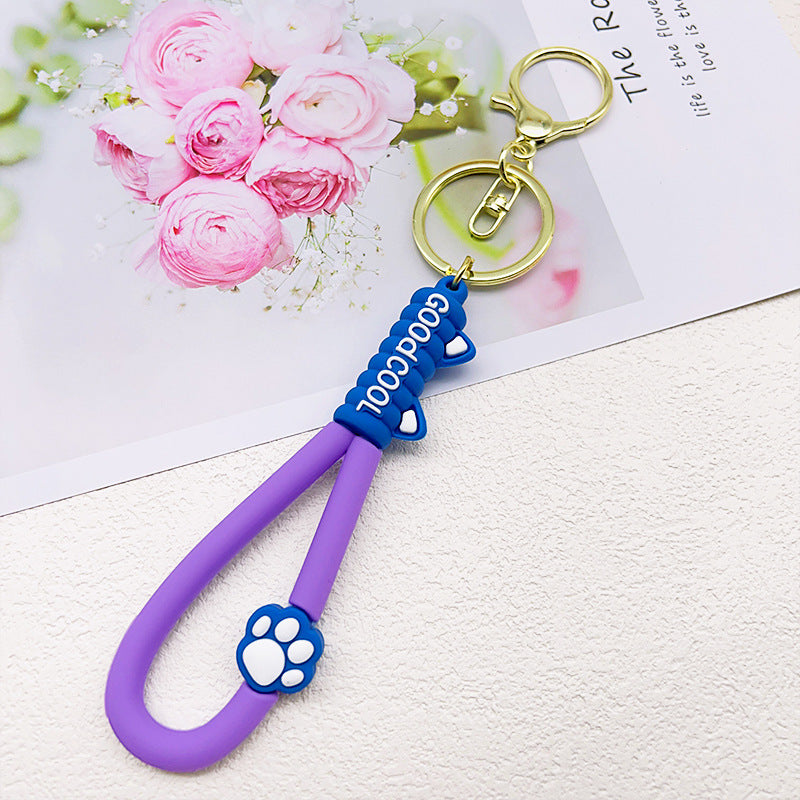 PVC Cat Claw Leather Lanyard Keychain Soft Rubber Paw Charm 10