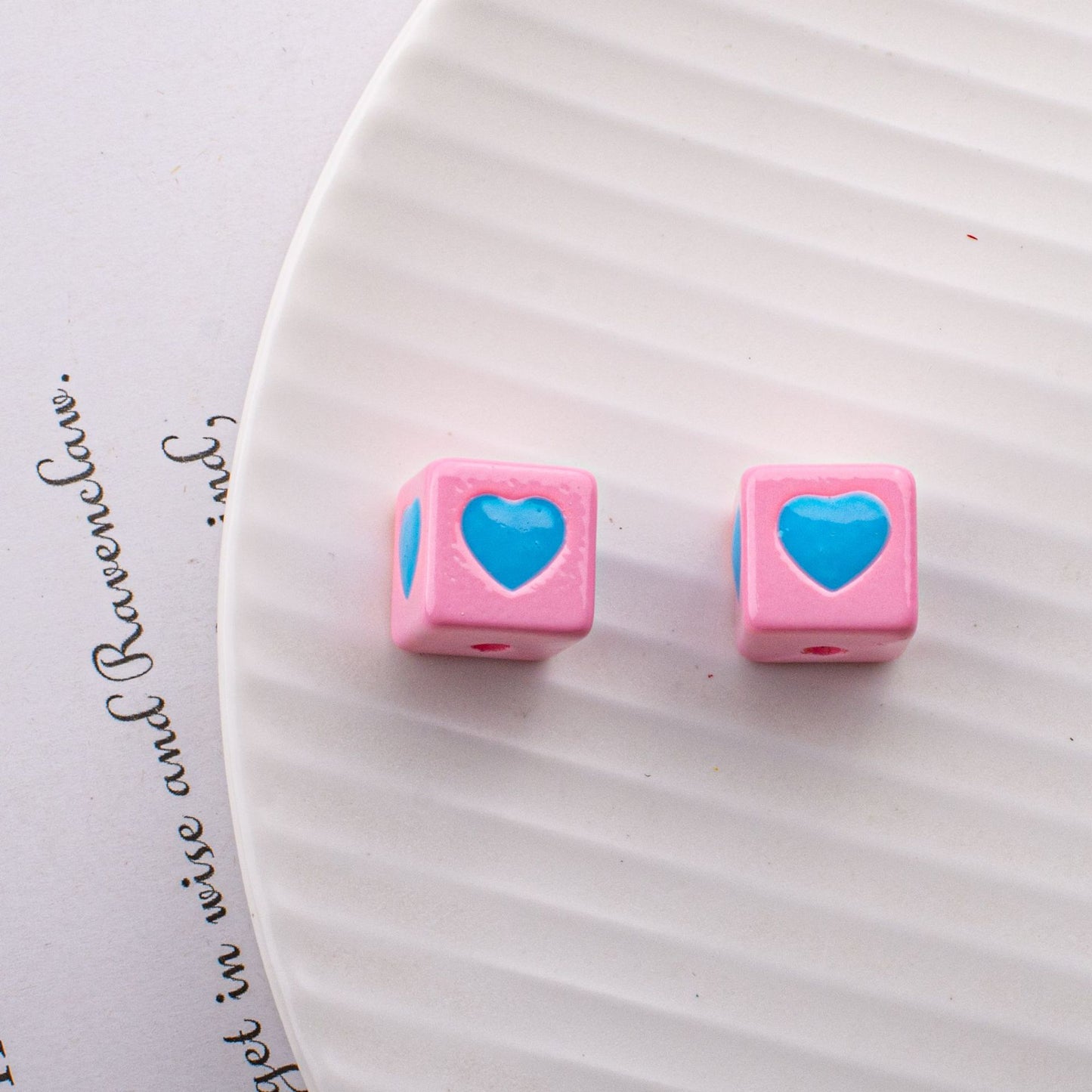 Warm Winter Color Series Heart Acrylic Square Beads 12.5mm 20pcs 16