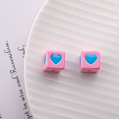 Warm Winter Color Series Heart Acrylic Square Beads 12.5mm 20pcs 16