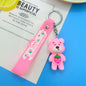 Silicone Bear Couple Keychain Pink and Burgundy with Strawberry and Flower Charm 7