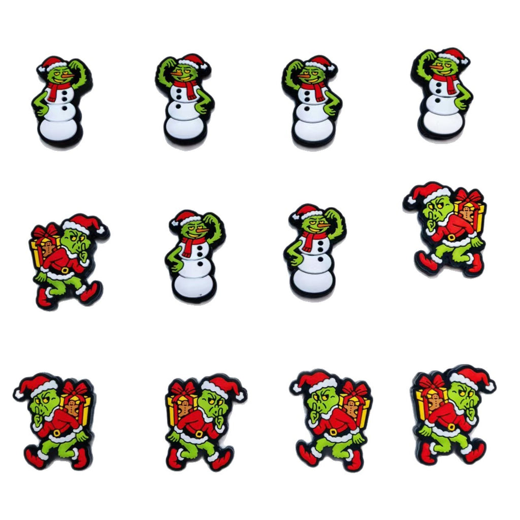 Silicone Focal Beads Christmas Grinch With Santa Hat and Gift Pack 20pcs 5