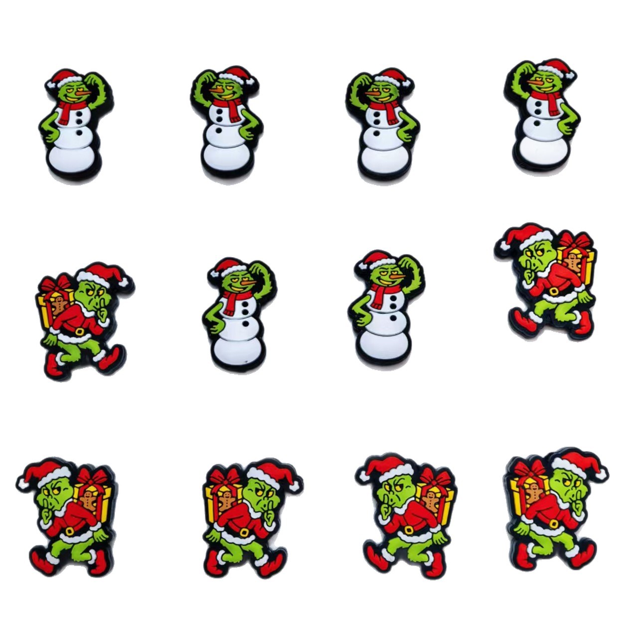 Silicone Focal Beads Christmas Grinch With Santa Hat and Gift Pack 20pcs 5