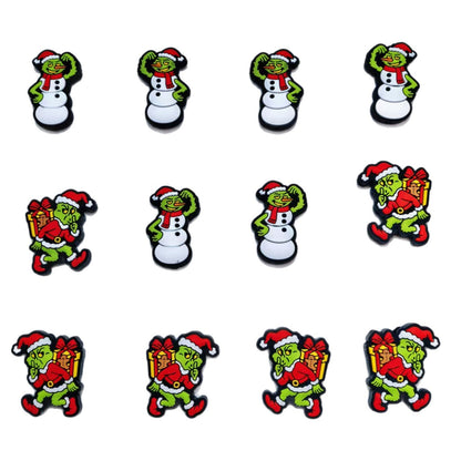 Silicone Focal Beads Christmas Grinch With Santa Hat and Gift Pack 20pcs 5