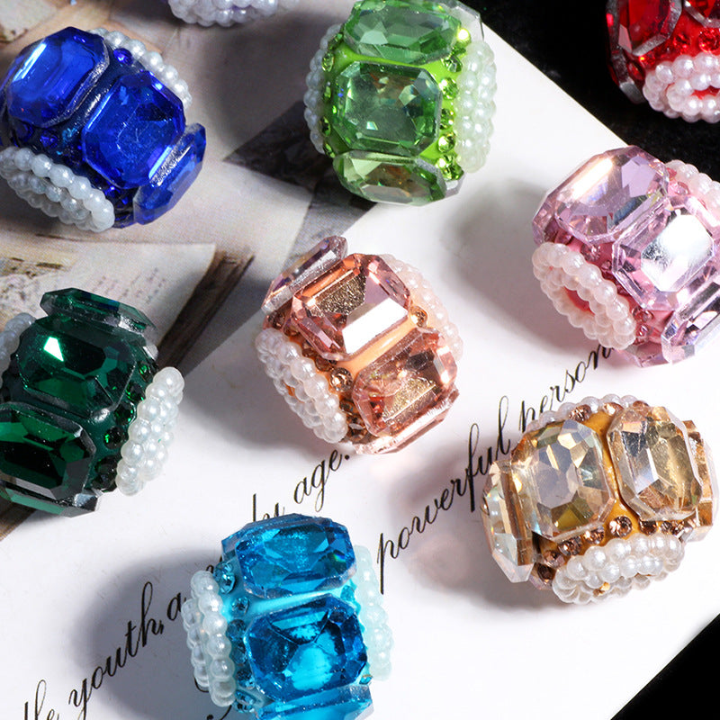 Faceted Crystal Barrel Rhinestone Beads 19mm Polymer Clay Base 5pcs 2