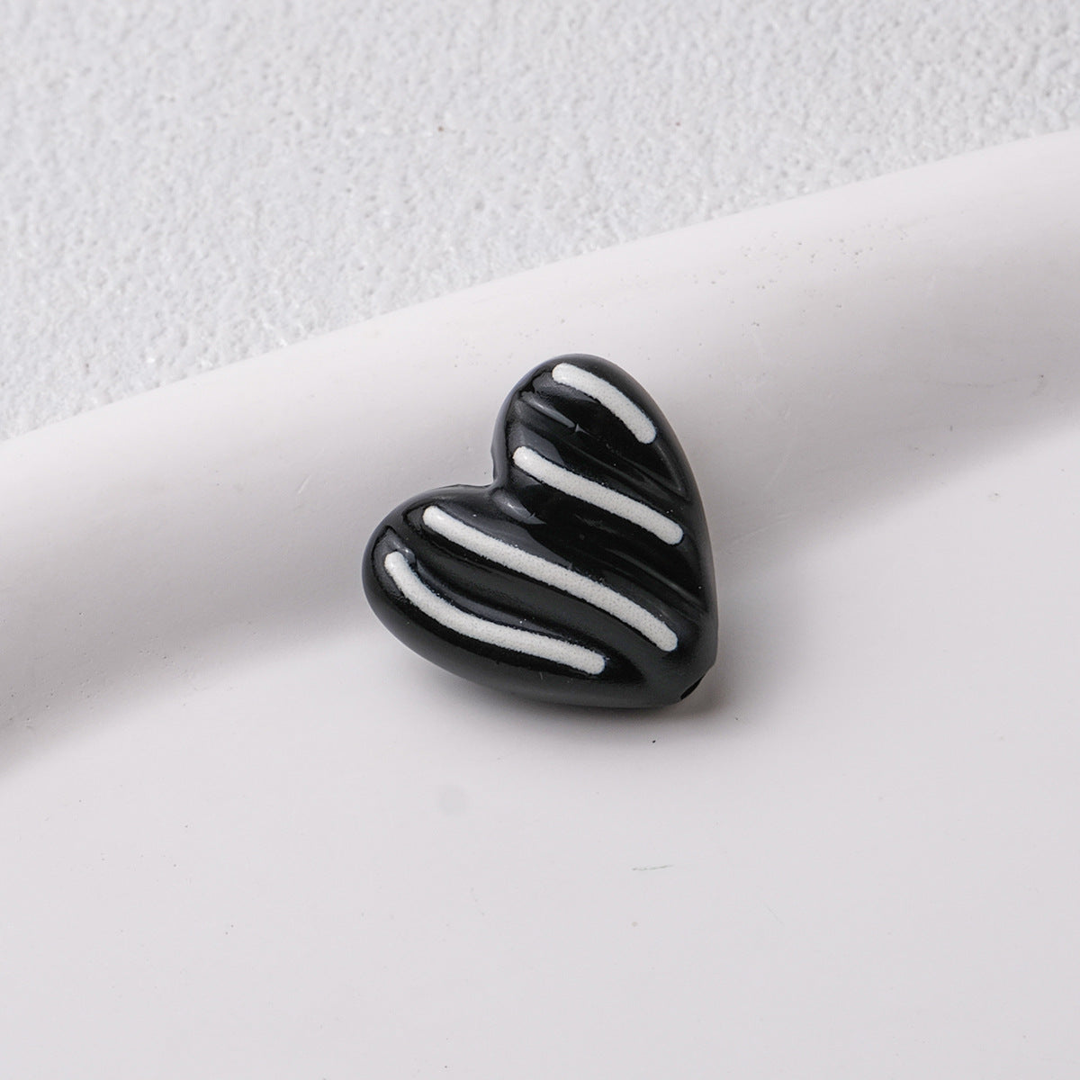 Wavy Stripe Heart Acrylic Beads 19mm Colorful Mixed 20pcs 12