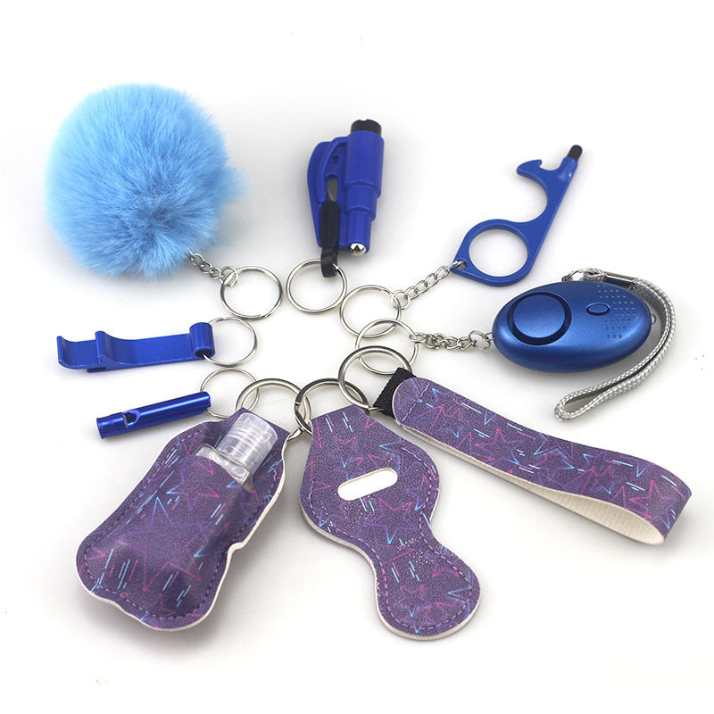 Self Defense Alarm Pompom Keychain Outdoor Safety 10 Pack 19