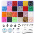 Transparent Seed Glass Beads 2mm 24 Vibrant Colors Glossy Finish 7
