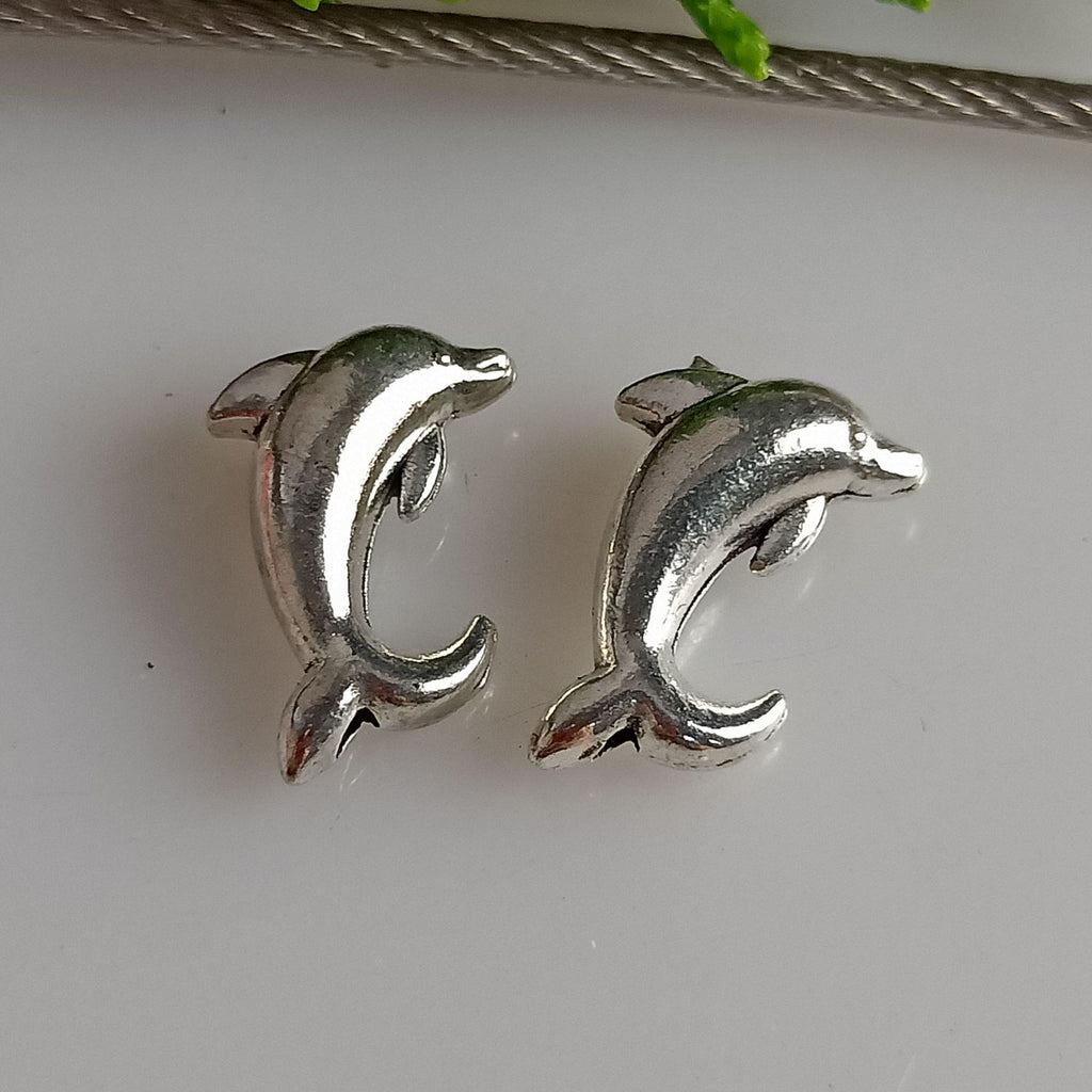Dolphin Metal Beads 17mm Antique Silver Tone Zinc Alloy 100pcs
