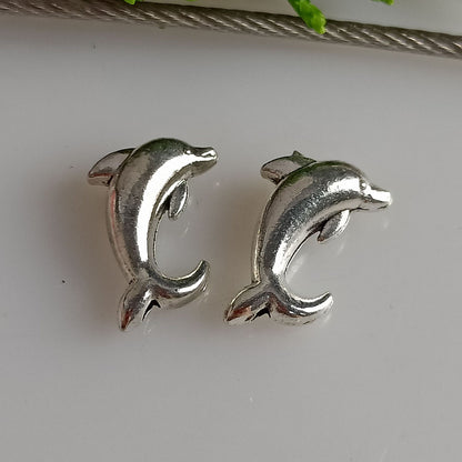 Dolphin Metal Beads 17mm Antique Silver Tone Zinc Alloy 100pcs