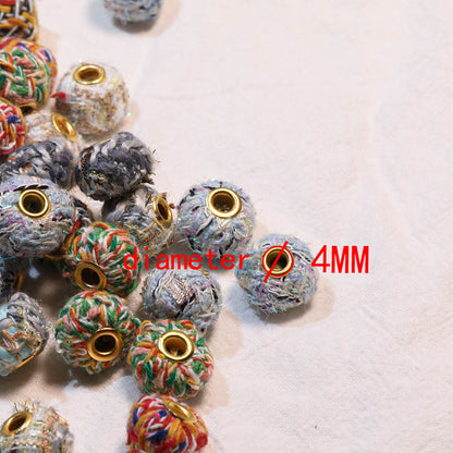 Fabric Thread Woven Spacer Beads 15mm Colorful 100pcs 3